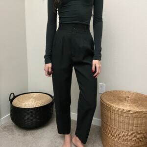 90s vintage black minimalist high waisted rise pleated front trousers pants